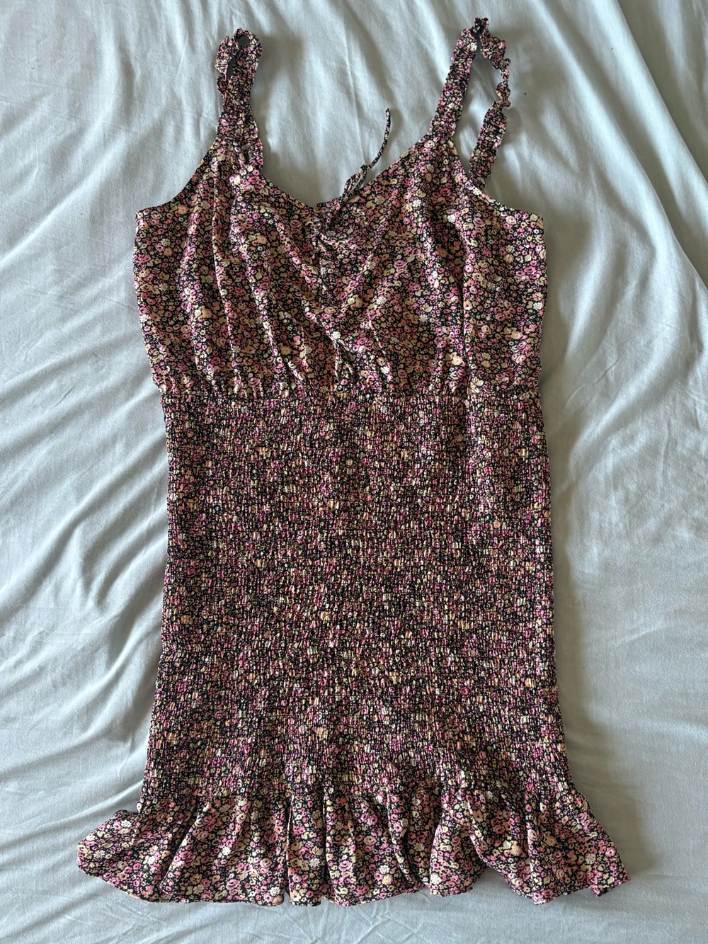 1. State Pink Multi Floral Smocked Mini Dress